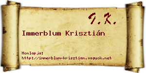 Immerblum Krisztián névjegykártya
